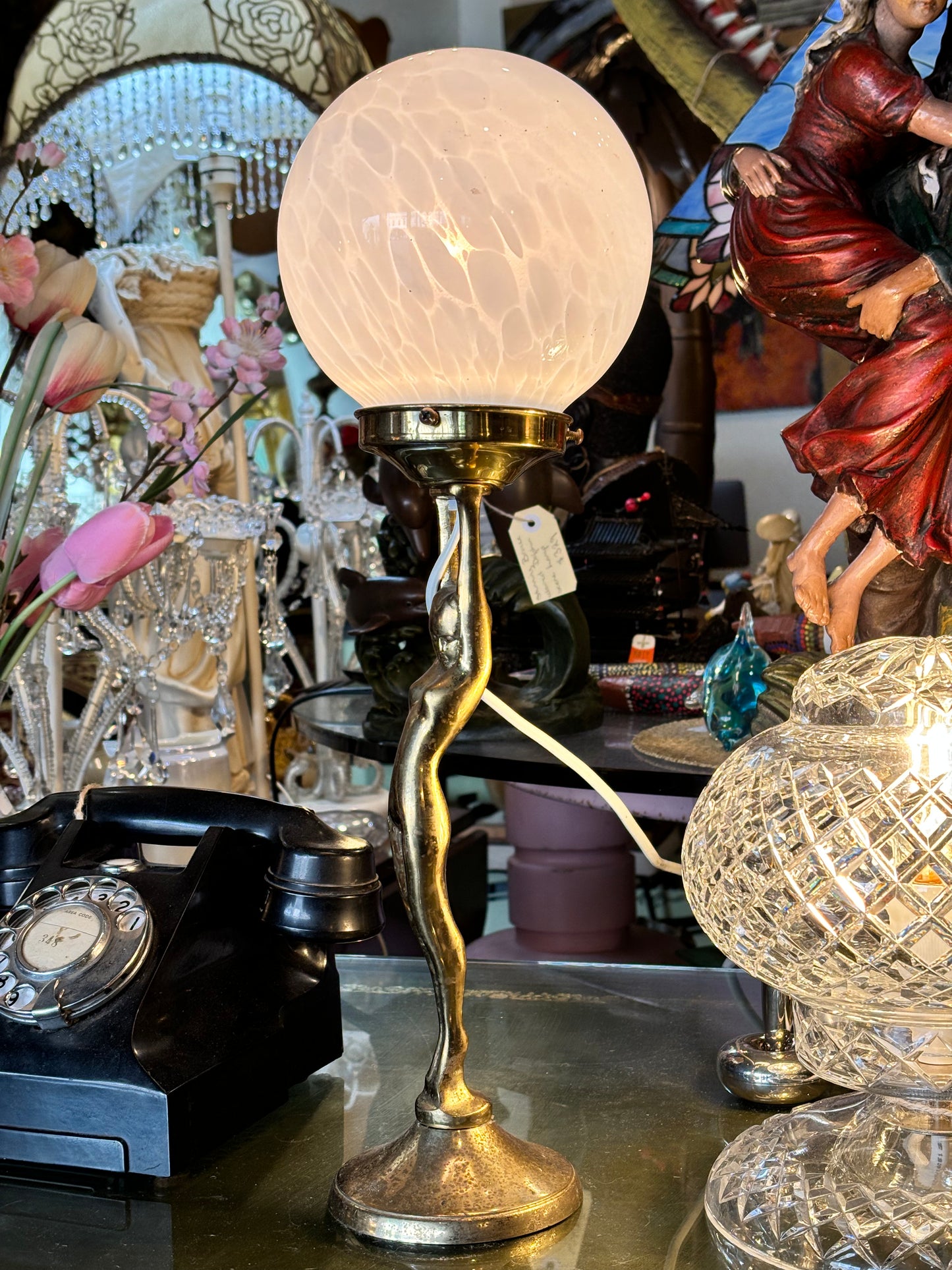 Brass Art Deco Table Lamp Diana Lady Lamp