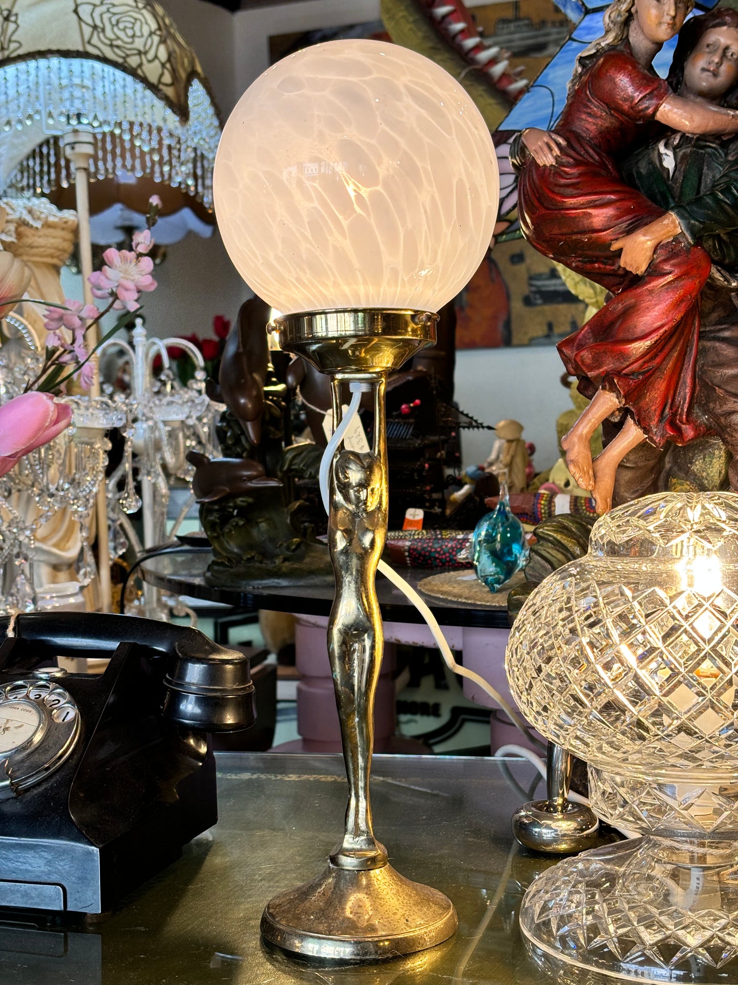 Brass Art Deco Table Lamp Diana Lady Lamp