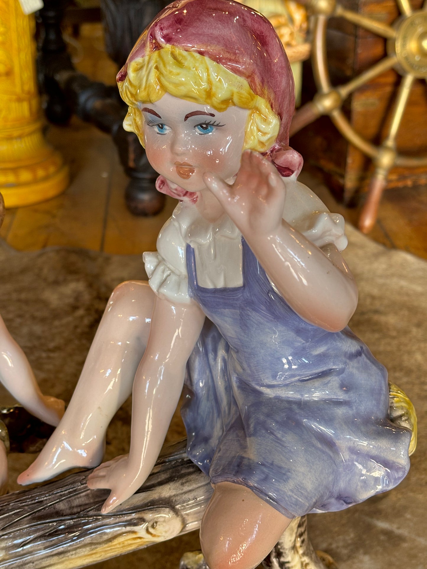 Large Capodimonte CHILDREN ON THE SEE-SAW Porcelain Figurine Hand Made in Italy