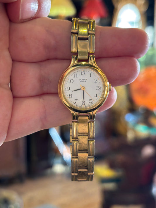 1990s Pulsar by Seiko Ladies Gold Tone Quartz Watch
