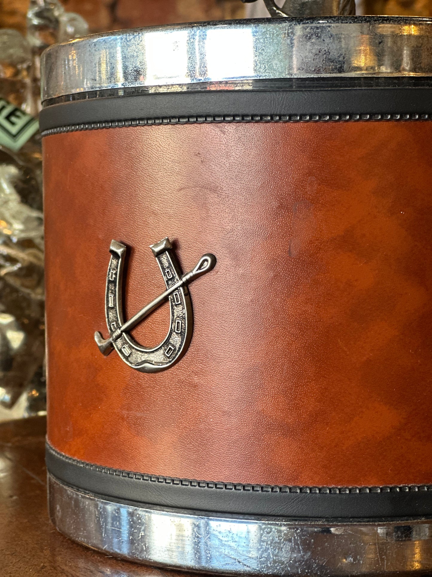 Vintage 1970s Equestrian Ice Bucket & Bar Tools Set | Mid-Century Horse Head & Stirrup Barware