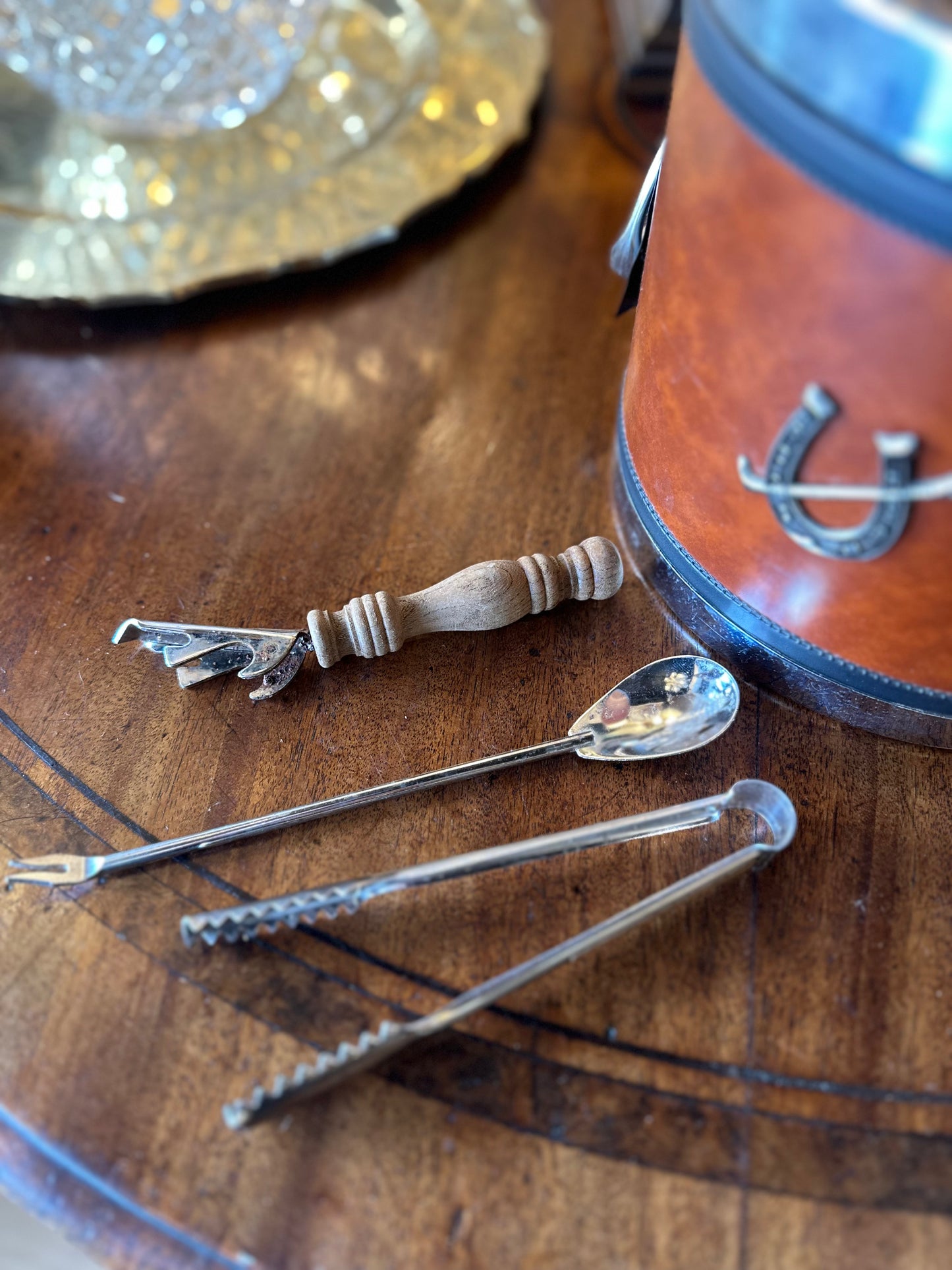 Vintage 1970s Equestrian Ice Bucket & Bar Tools Set | Mid-Century Horse Head & Stirrup Barware