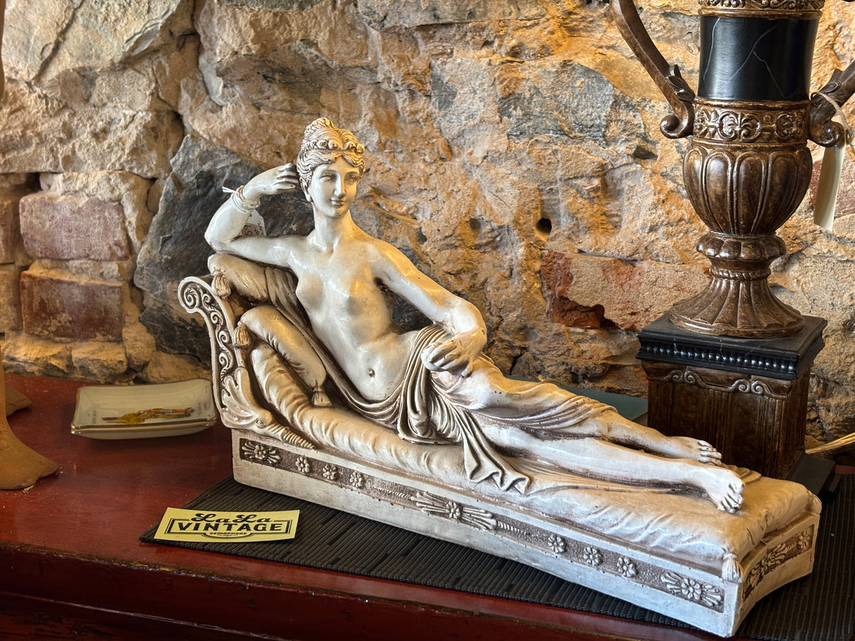 Vintage Chalkware Lounging Lady
