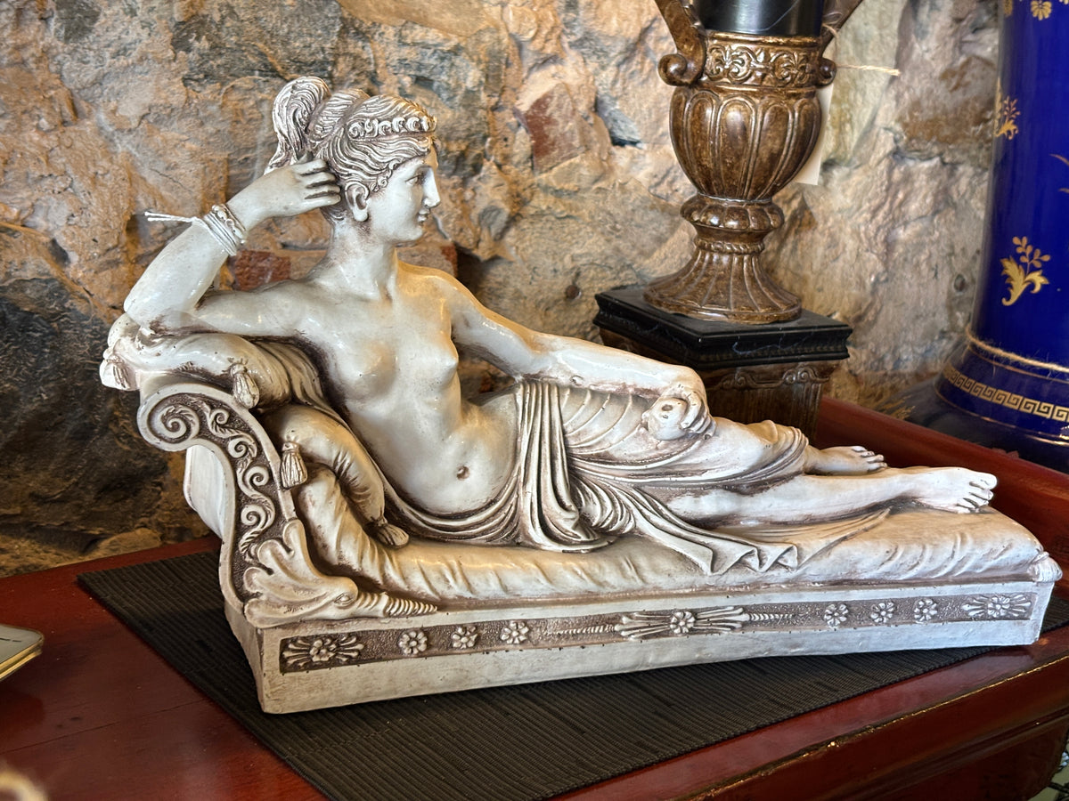 Vintage Chalkware Lounging Lady