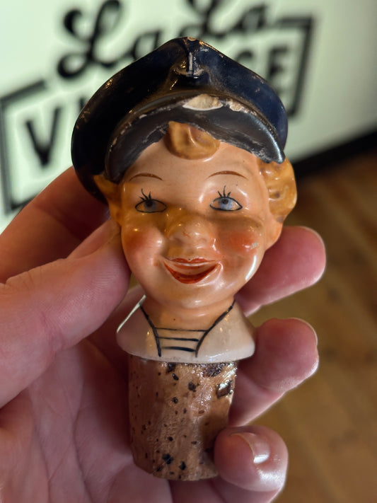 Vintage German Porcelain Sailor Boy Bottle Stopper