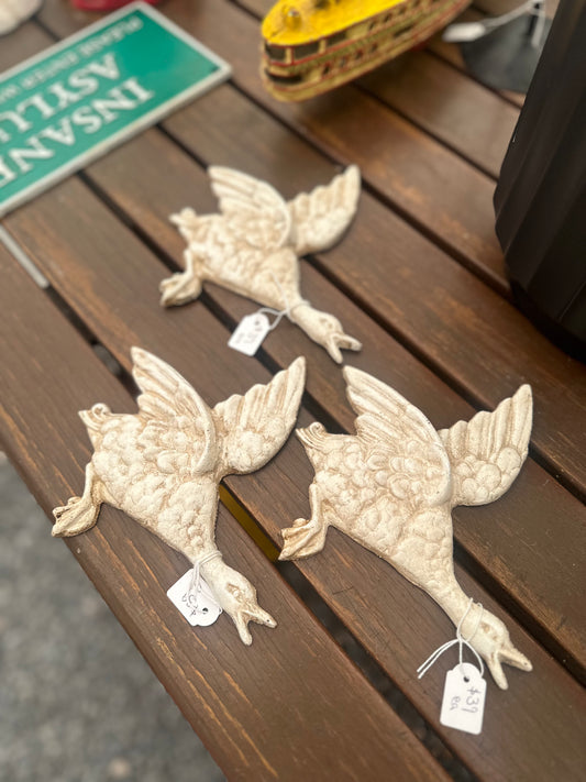 Cast Iron Flying Duck Wall Decor Plaque - Retro Beswick Style Mallard