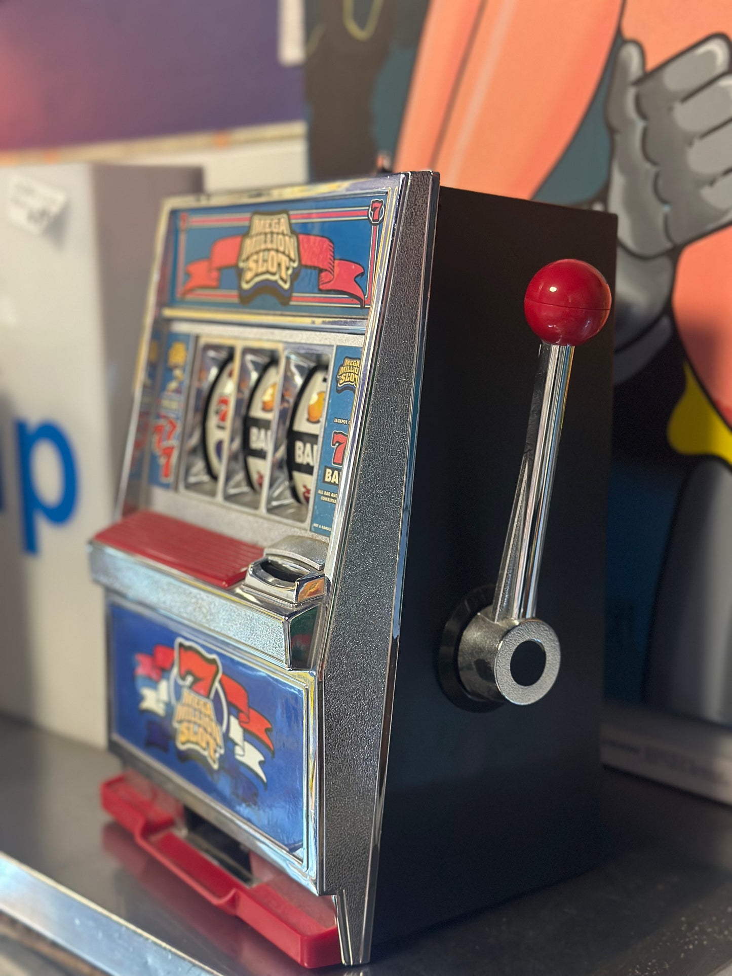 Vintage Mega Million Slot Machine Toy Coin Bank – Retro Las Vegas One-Armed Bandit