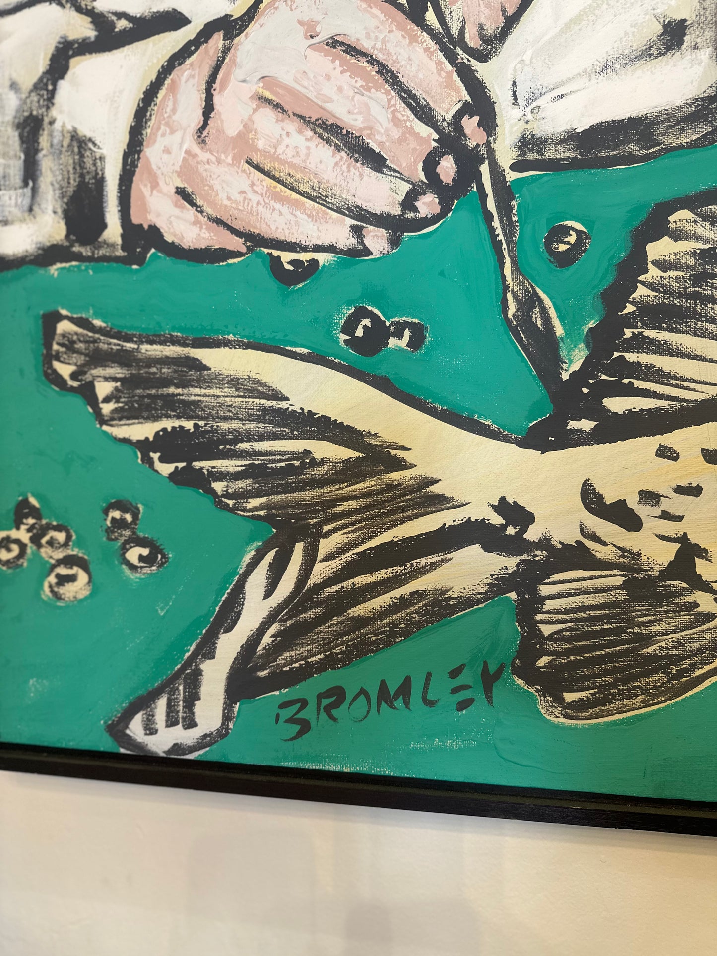 David Bromley Original Painting 'Young Boy with Fish' – Children Series Acrylic on Canvas