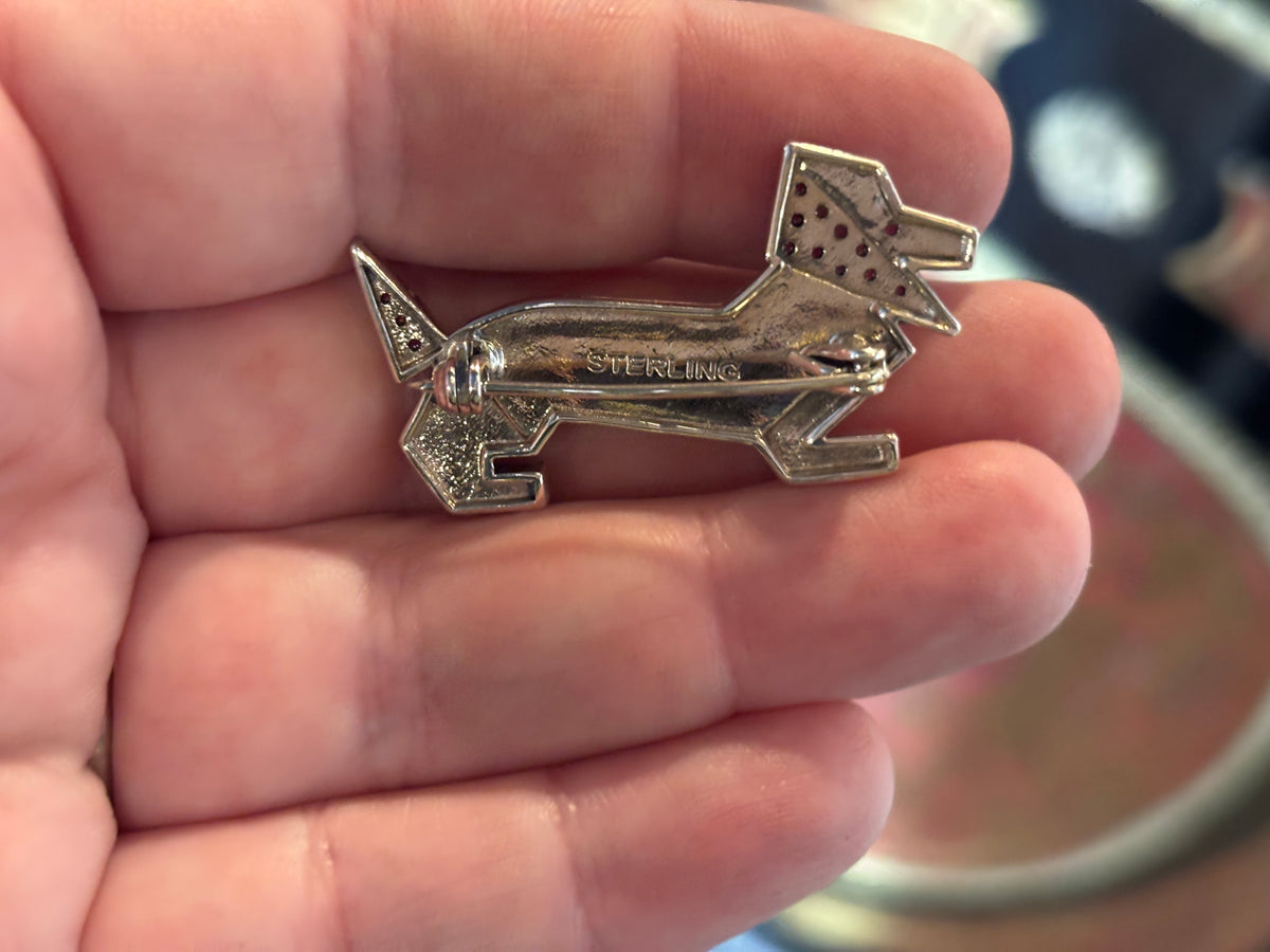 Sterling Silver Dachshund Marcasite Dog Brooch