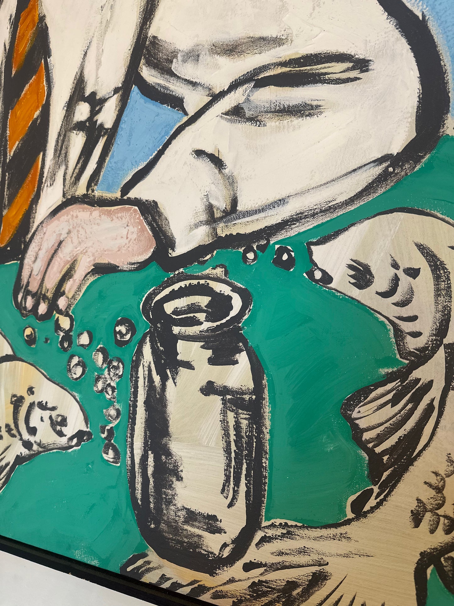 David Bromley Original Painting 'Young Boy with Fish' – Children Series Acrylic on Canvas