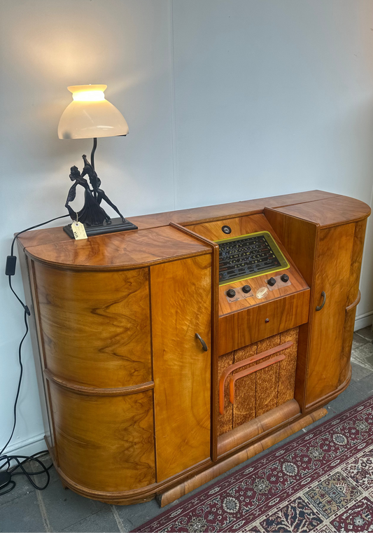 Vintage Art Deco "Classic" Radiogram Cocktail Cabinet – Mid-Century Australian Timber Bar & Record Player Console