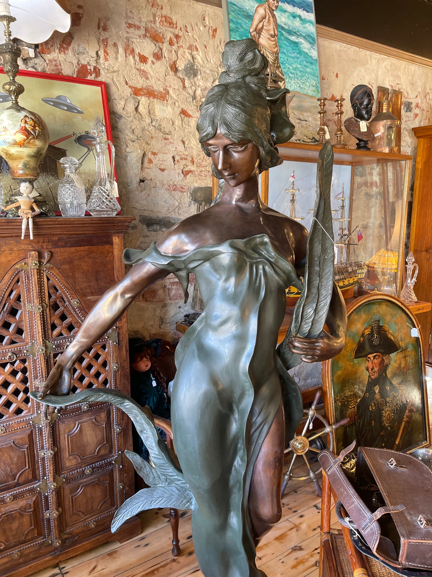 Elegant Bronze Art Nouveau Style Sculpture