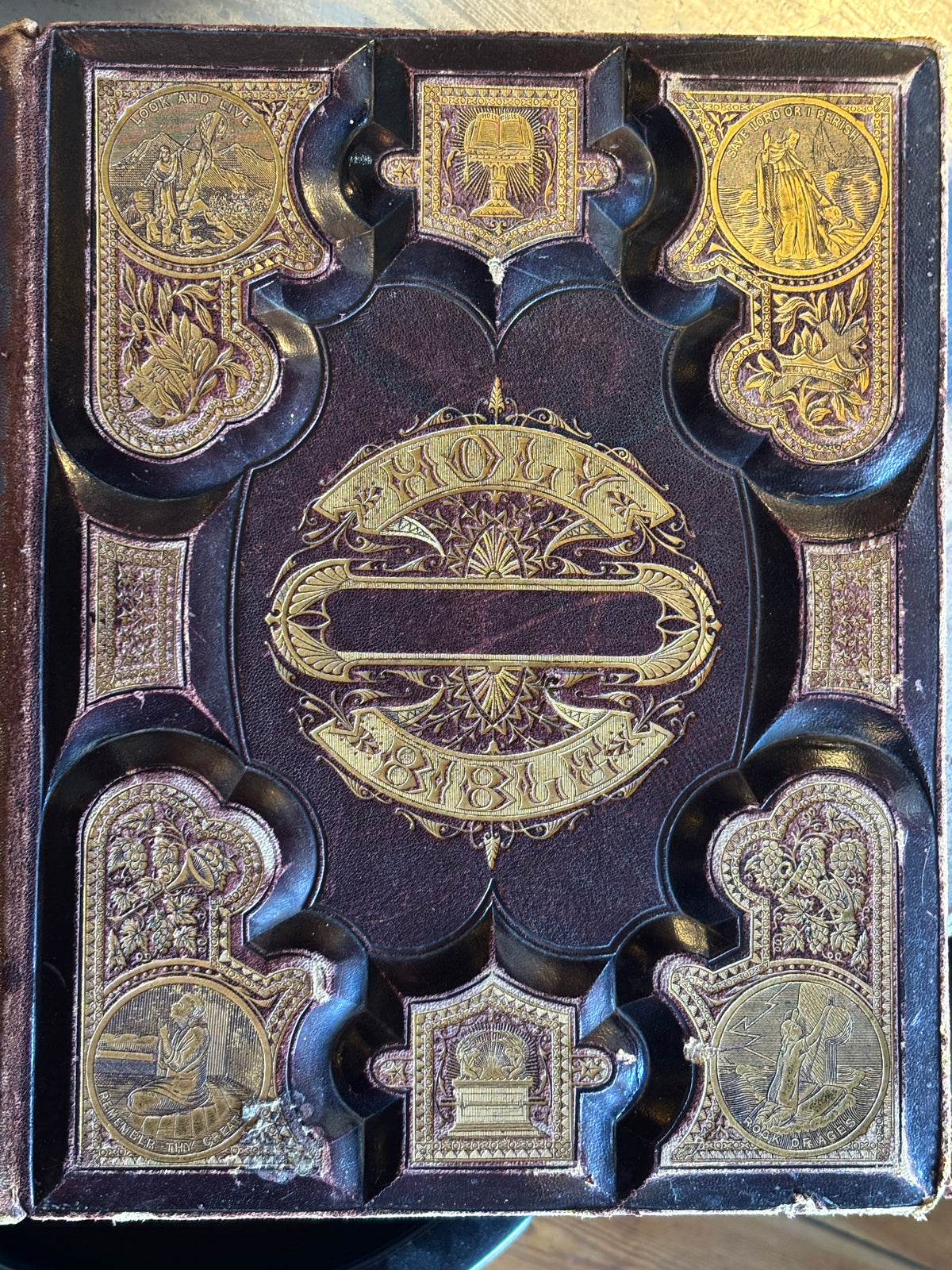 Antique Victorian 1870s Pictorial Family Bible – Hubbard Bros. Philadelphia – Illustrated