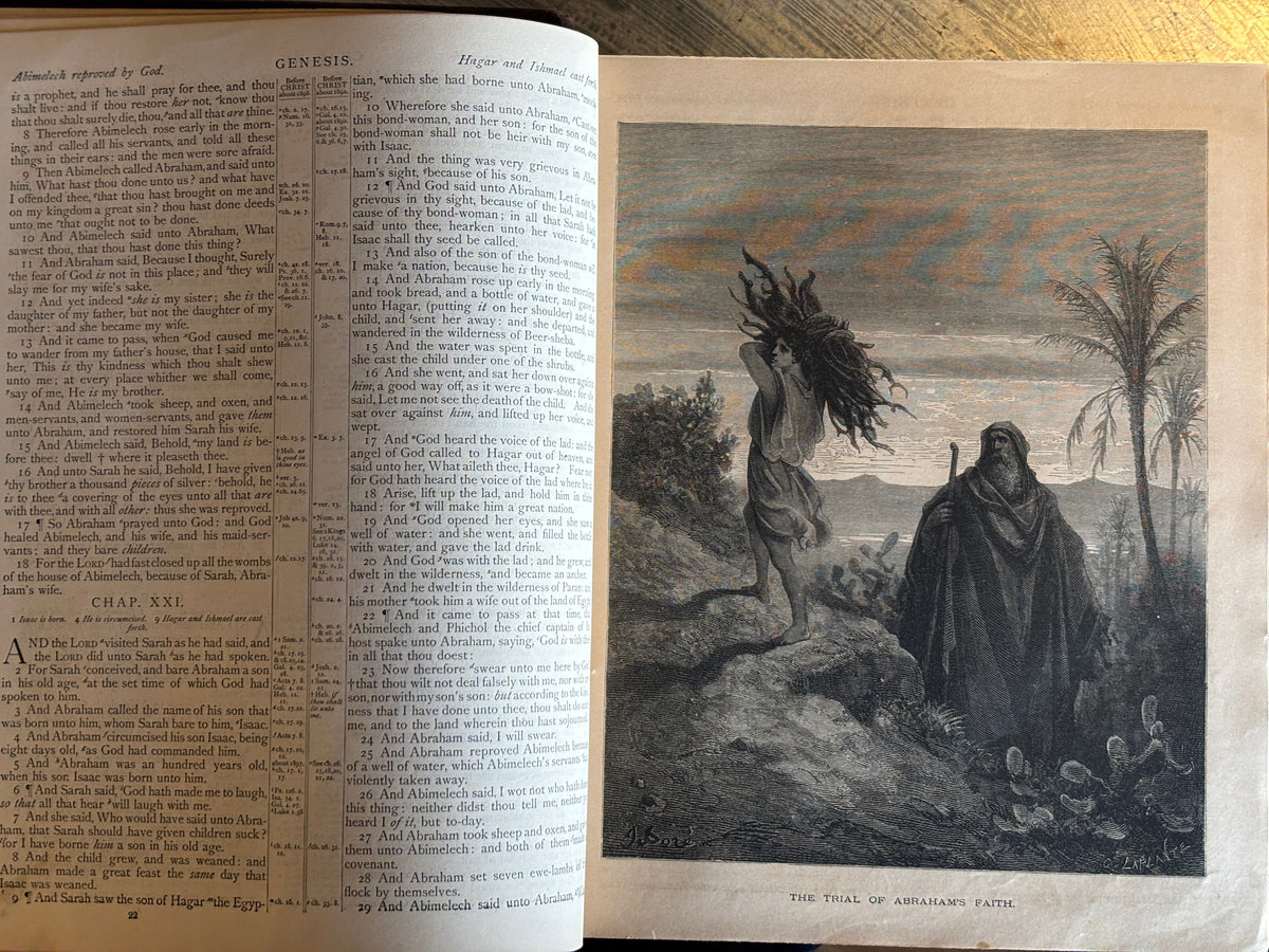 Antique Victorian 1870s Pictorial Family Bible – Hubbard Bros. Philadelphia – Illustrated