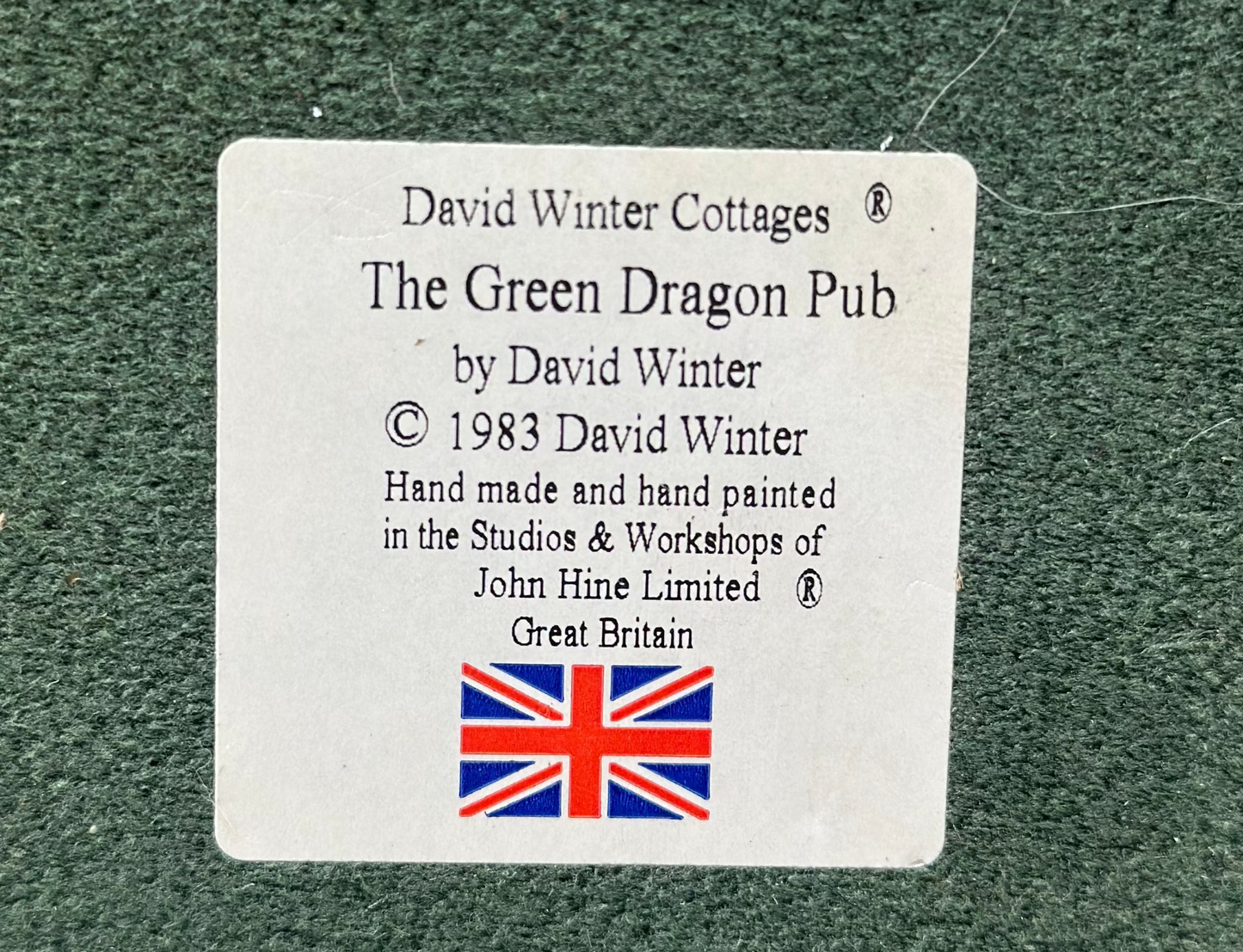 Vintage David Winter Cottages The Green Dragon Pub 1983 Miniature Collectible