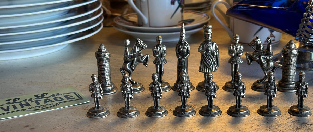 Vintage Chessmen Imperial Cambor Metal Chess Pieces - made in Italy