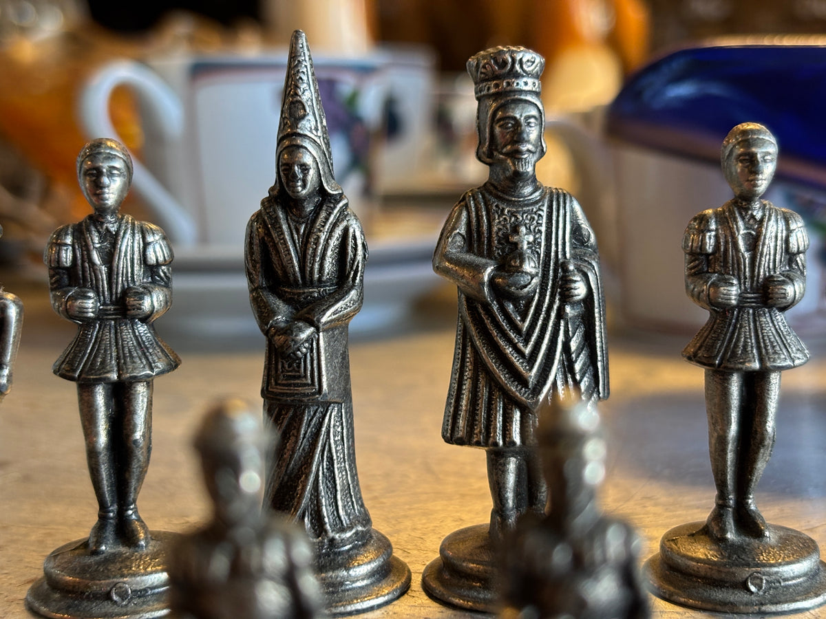 Vintage Chessmen Imperial Cambor Metal Chess Pieces - made in Italy