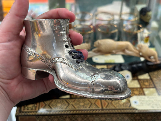 Silver-Plated Brogue Boot – Novelty Desk Ornament / Match or Pin Holder