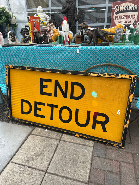 Authentic Australian END DETOUR Reflective Road Sign – Industrial Man Cave Decor