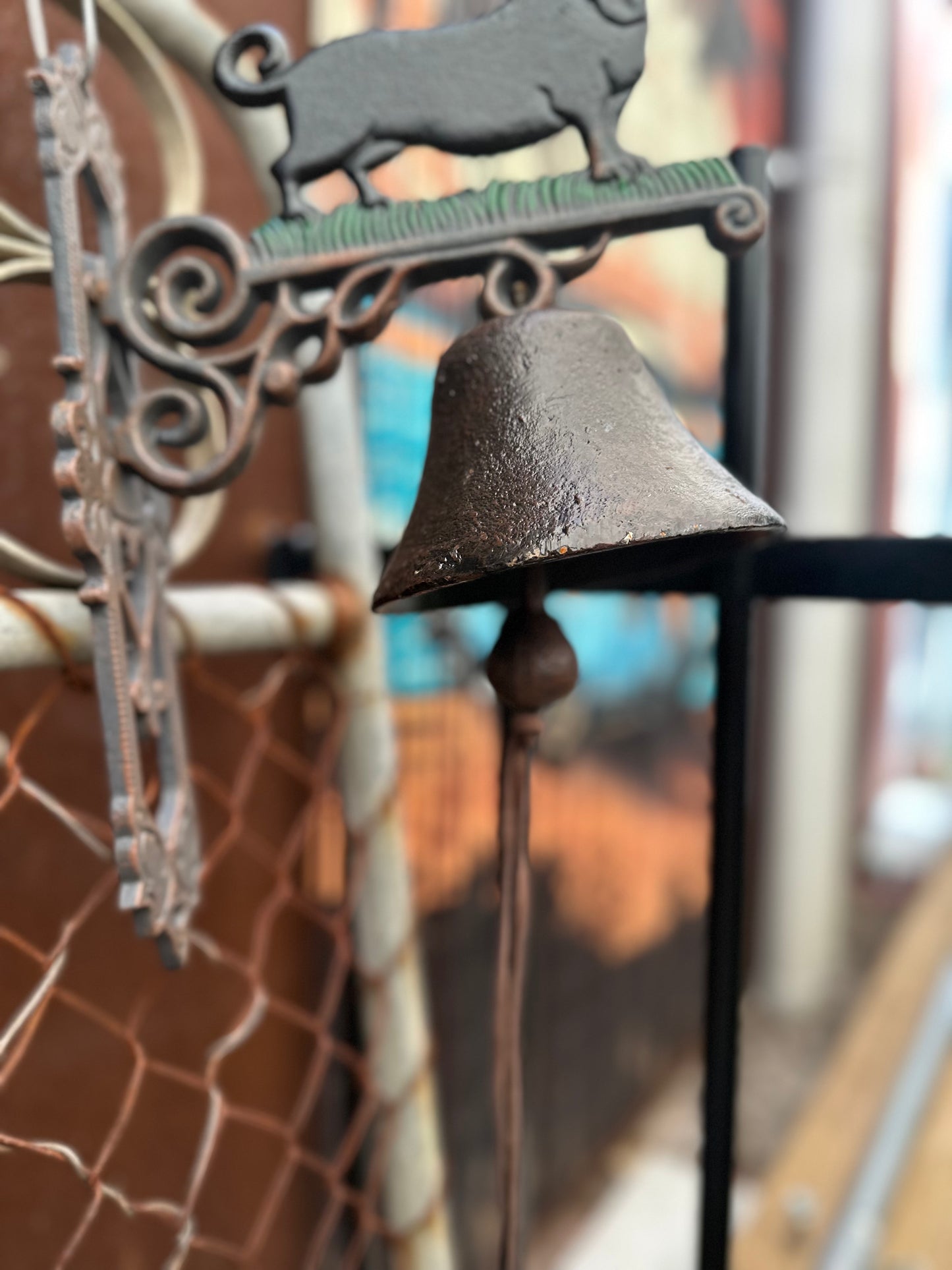 Vintage Style Cast Iron Dachshund Dog Wall Mounted Garden Door Bell