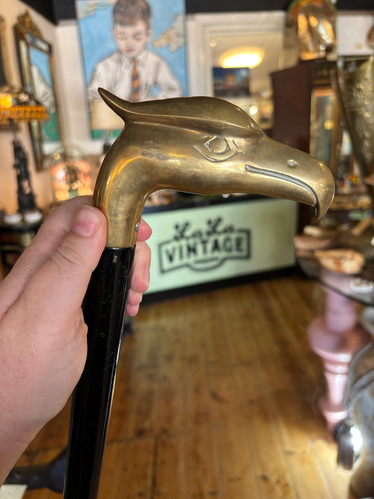 Vintage Brass Eagle Head Walking Cane