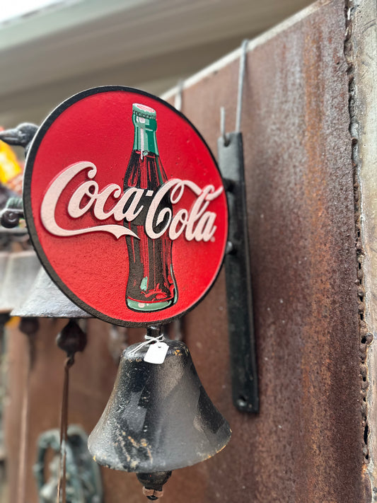 Cast Iron Coca-Cola Wall Mounted Bell - Rustic Coke Dinner Bell