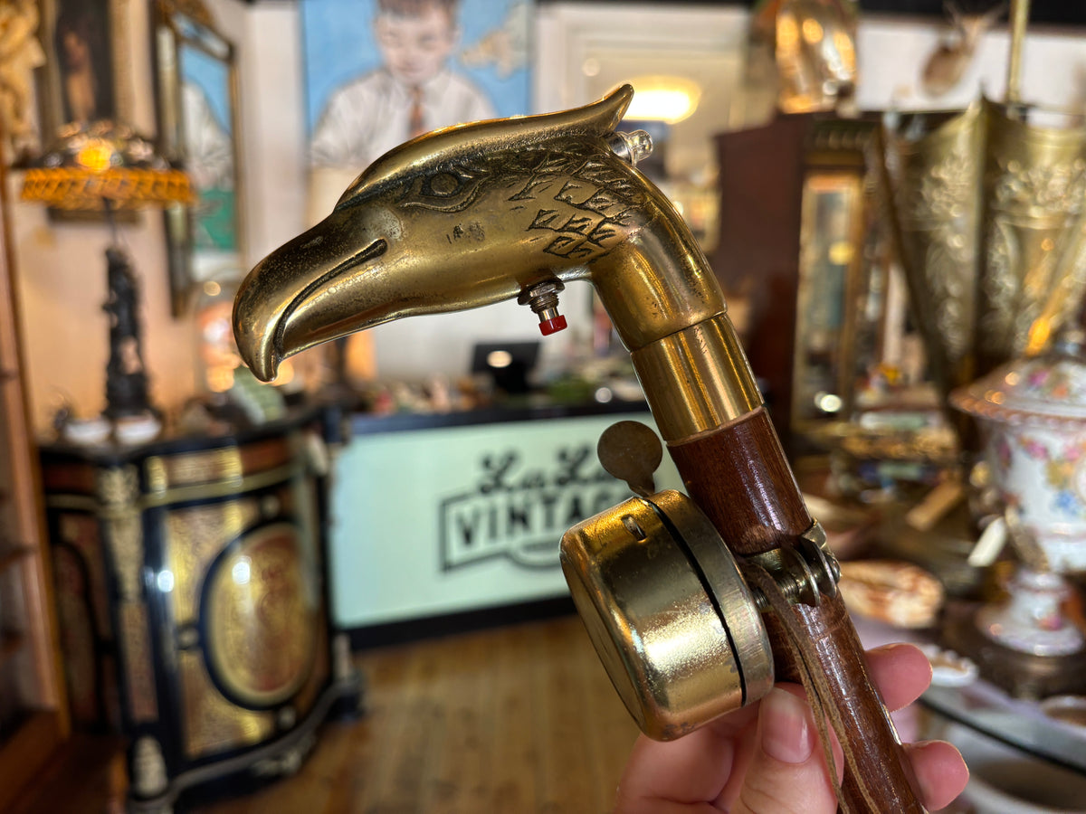 Brass Eagle Head Walking Cane with Light & Bell