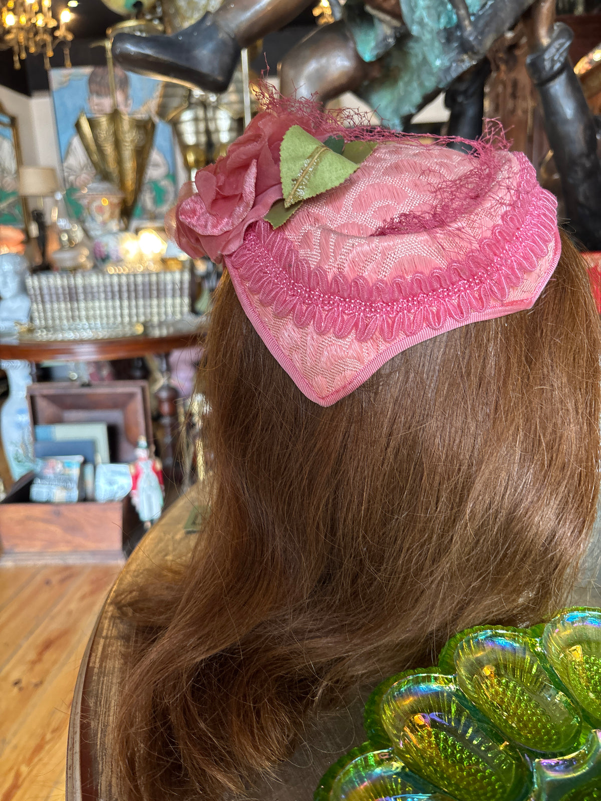 Vintage Pink Rose Half Hat