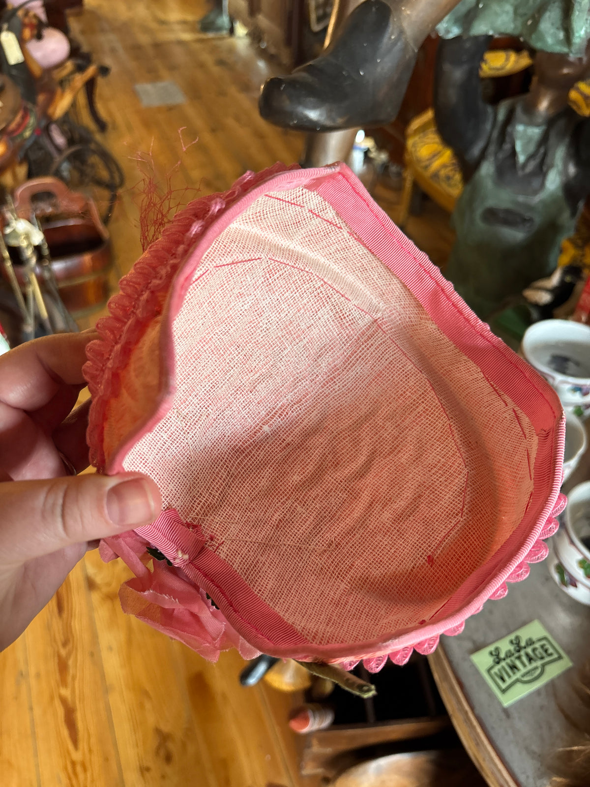 Vintage Pink Rose Half Hat