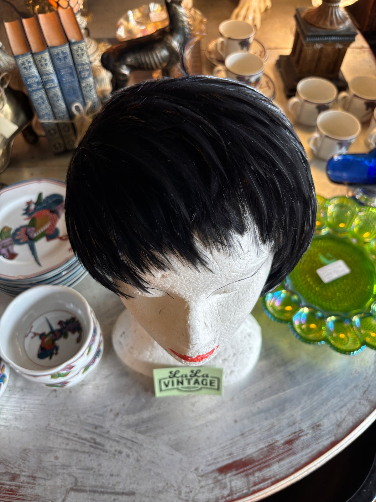 Vintage 1960s Black Feather Cap