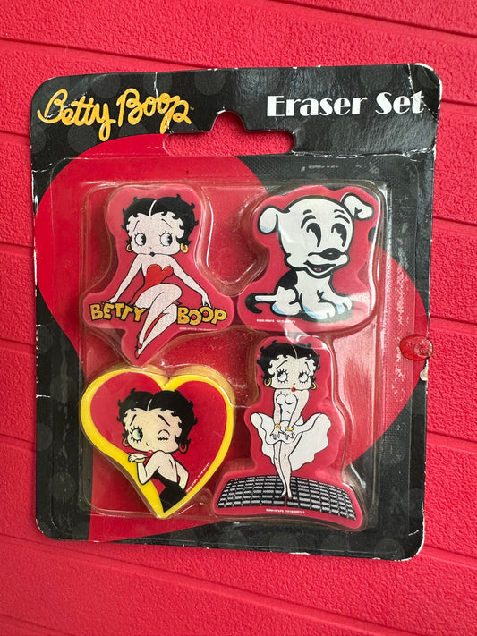 Vintage Y2K Betty Boop Eraser Set Unopened Blister Pack | King Features Syndicate Cartoon Collectible