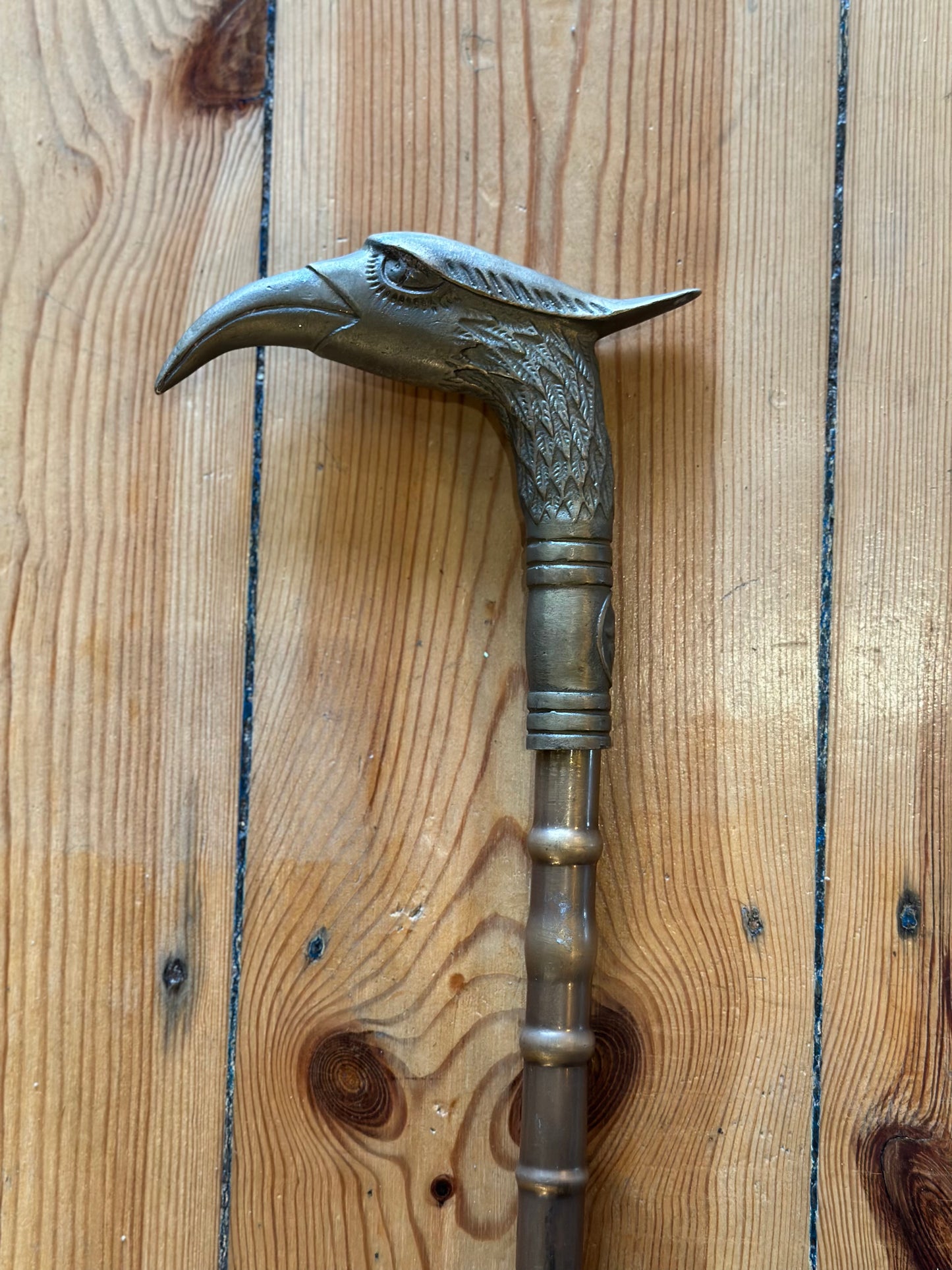 Vintage Brass Eagle Head Walking Stick | Antique Style Gentleman's Cane