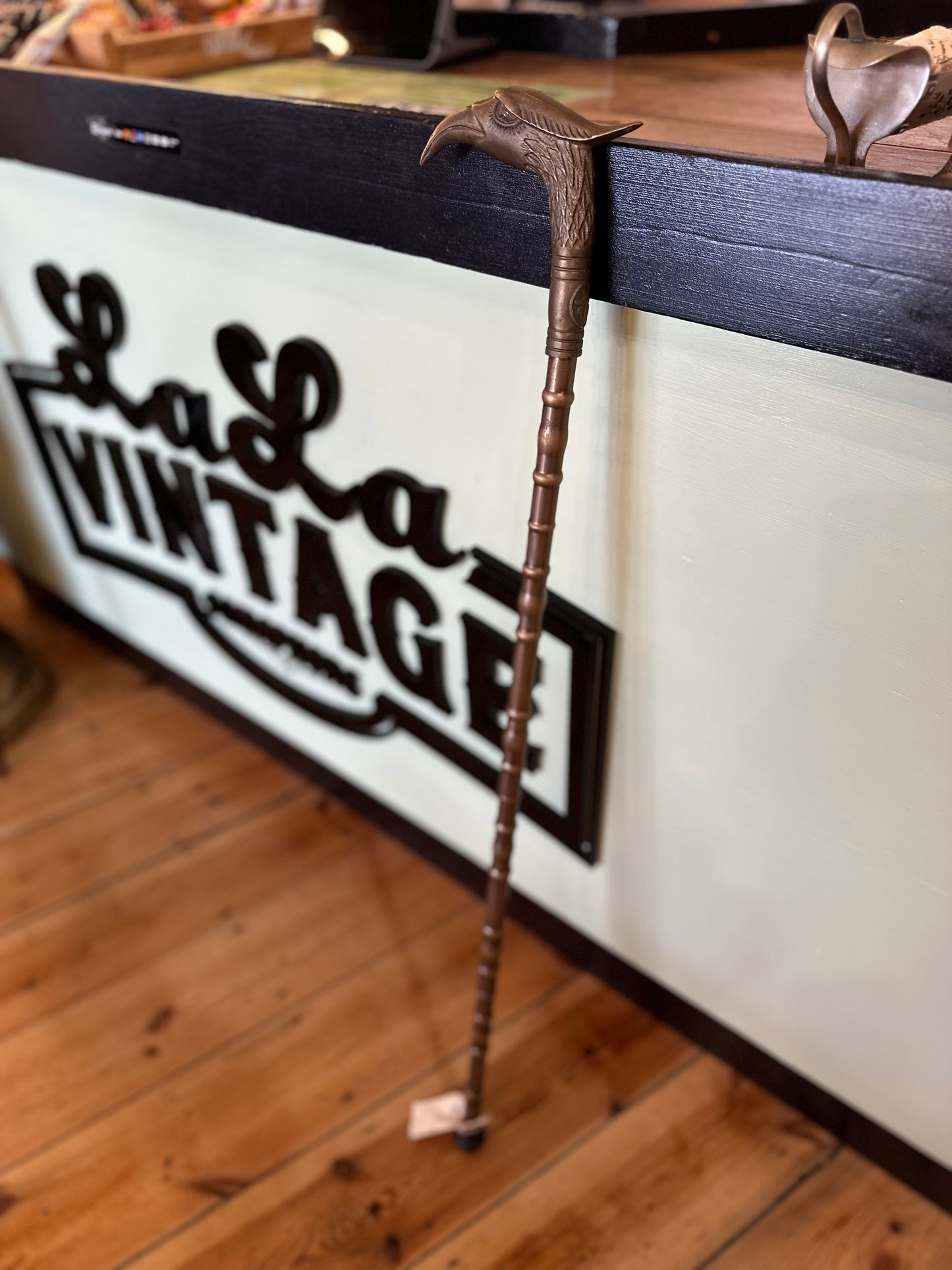 Vintage Brass Eagle Head Walking Stick | Antique Style Gentleman's Cane