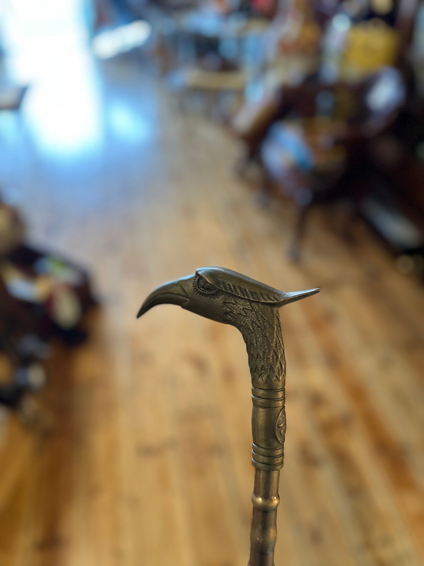 Vintage Brass Eagle Head Walking Stick | Antique Style Gentleman's Cane
