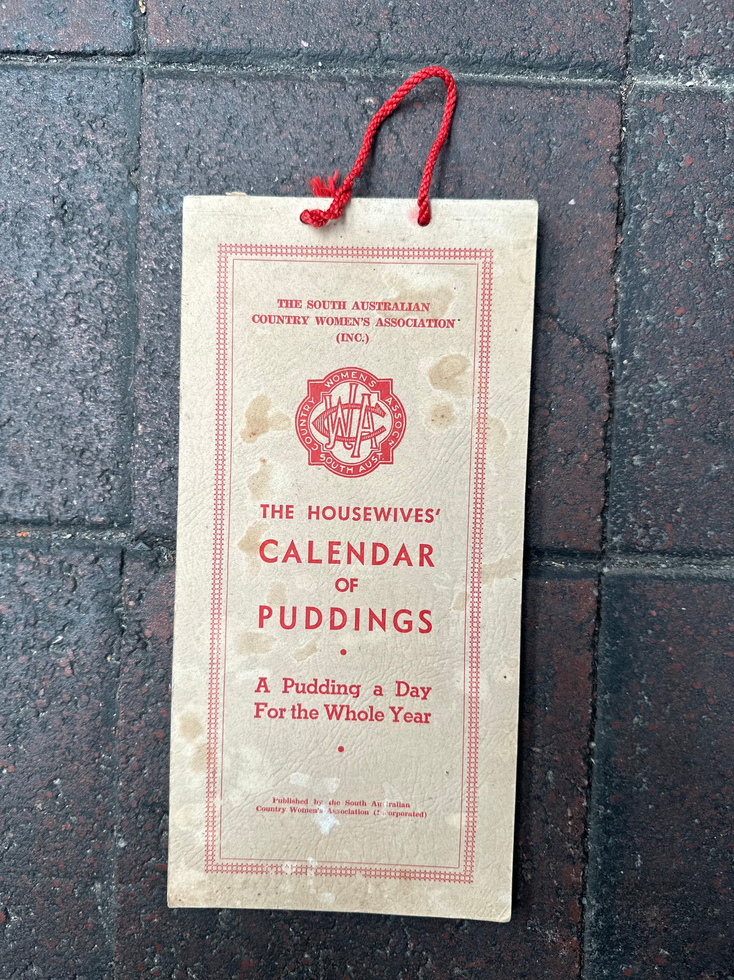 Vintage SACWA Calendar of Puddings Cookbook | South Australian CWA Mid-Century Ephemera