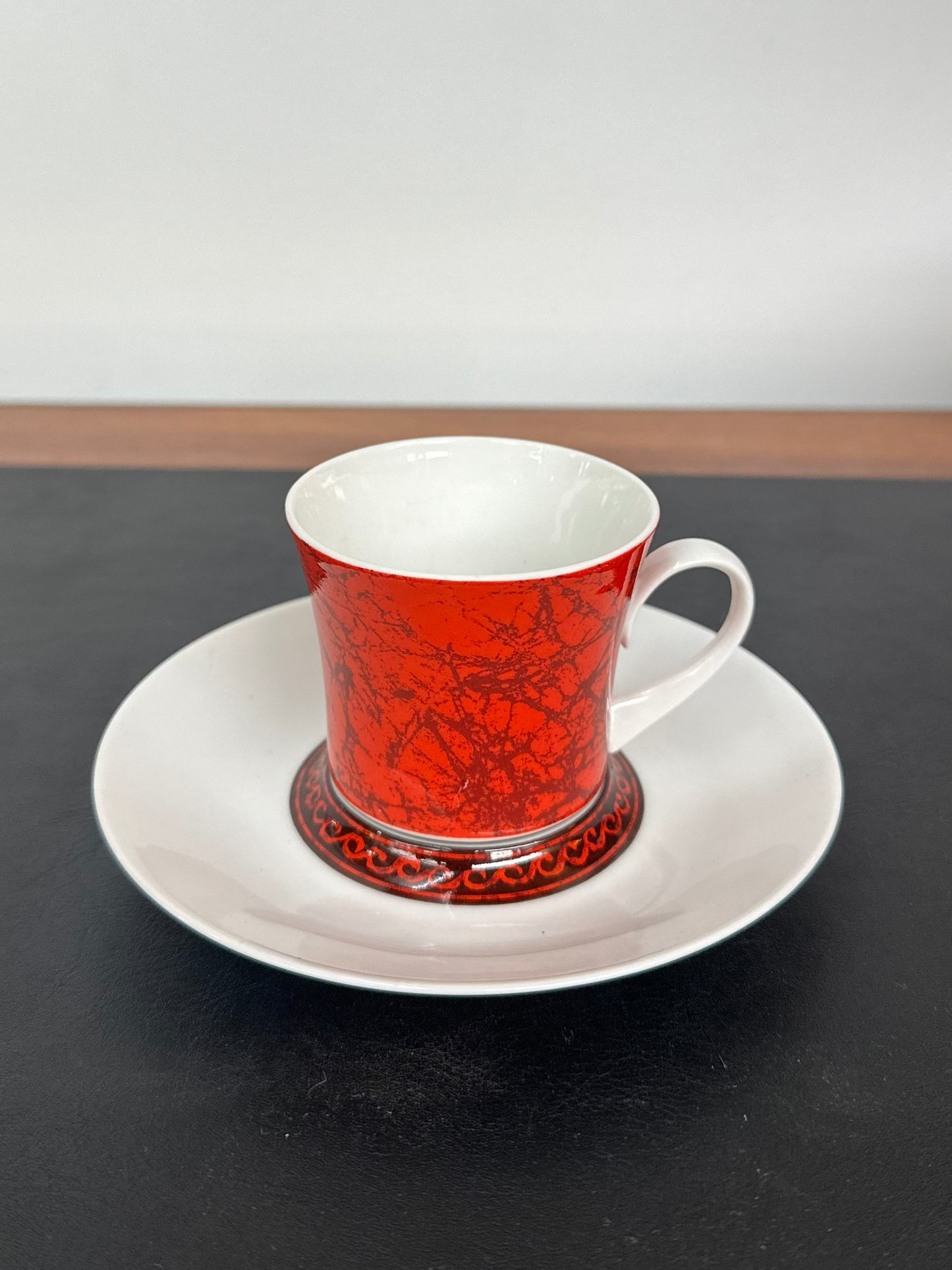Vintage Mid Century Bidasoa Spain "Flamenco" Red Porcelain Coffee & Demitasse Set | 15 Piece Espresso Set