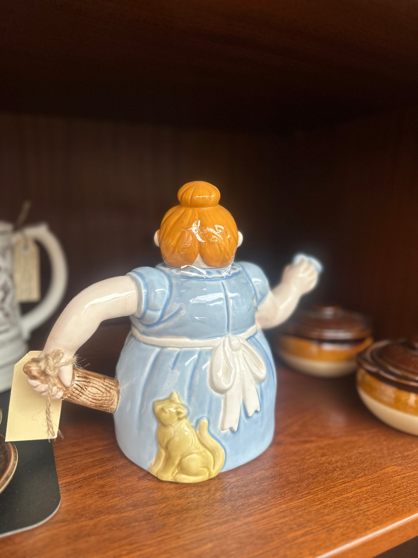 Vintage Ceramic Figural Cook Teapot - Whimsical Baking Maid with Rolling Pin & Pitcher Spout - Collectible Novelty Teaware