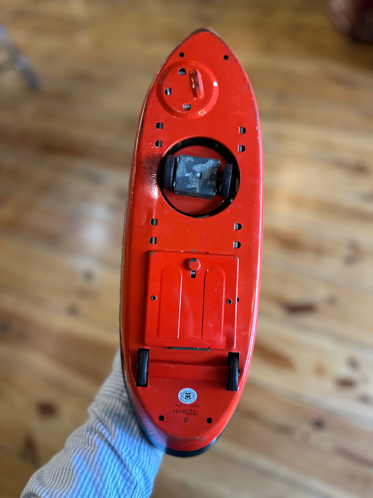 Vintage 1950s Modern Toys Neptune Tin Tugboat | Japanese Litho Battery Op Toy