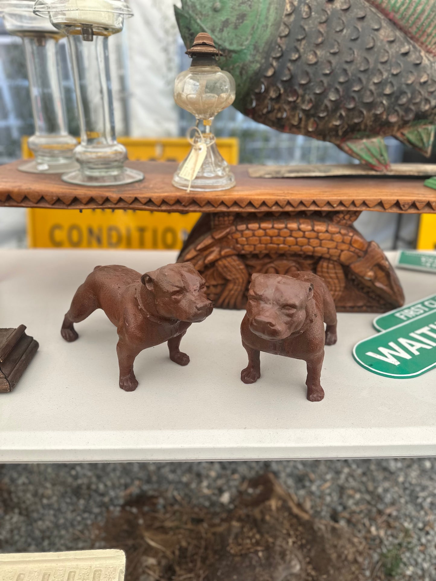 Vintage Style Cast Iron Staffordshire Bull Terrier Statue