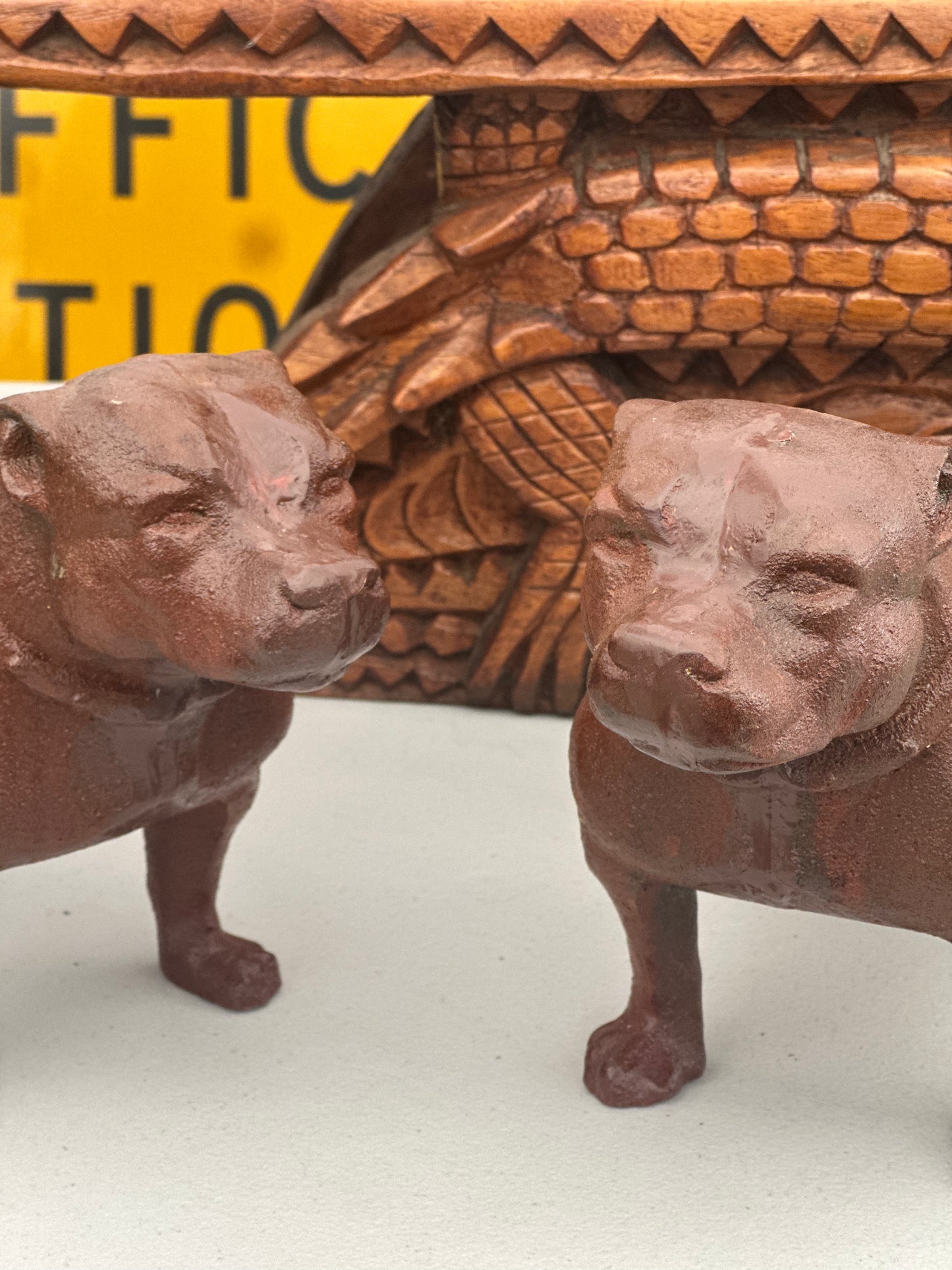 Vintage Style Cast Iron Staffordshire Bull Terrier Statue