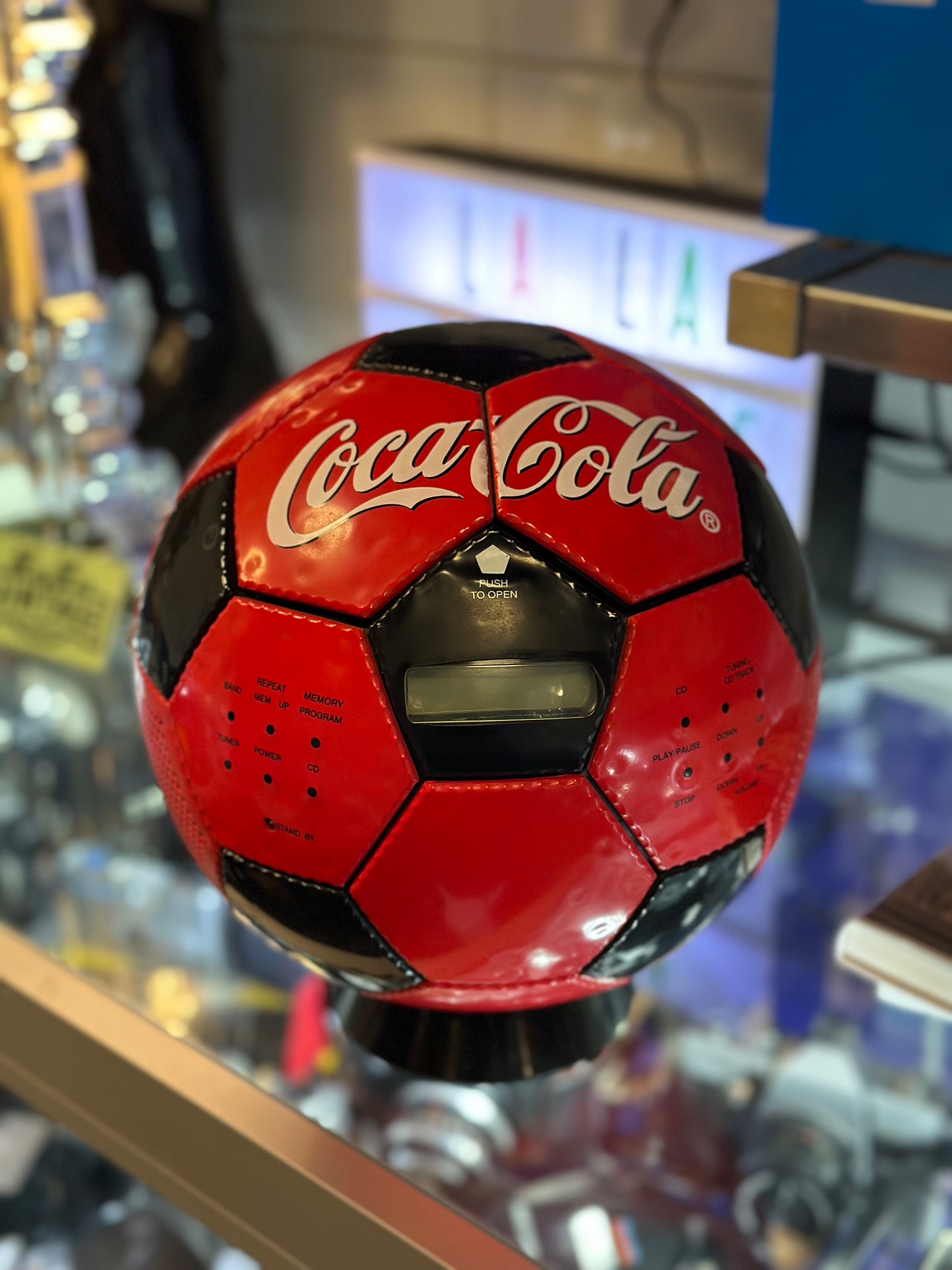 Vintage Akura C11 Coca-Cola Soccer Ball CD Player & AM/FM Radio | Retro Coke Collectible
