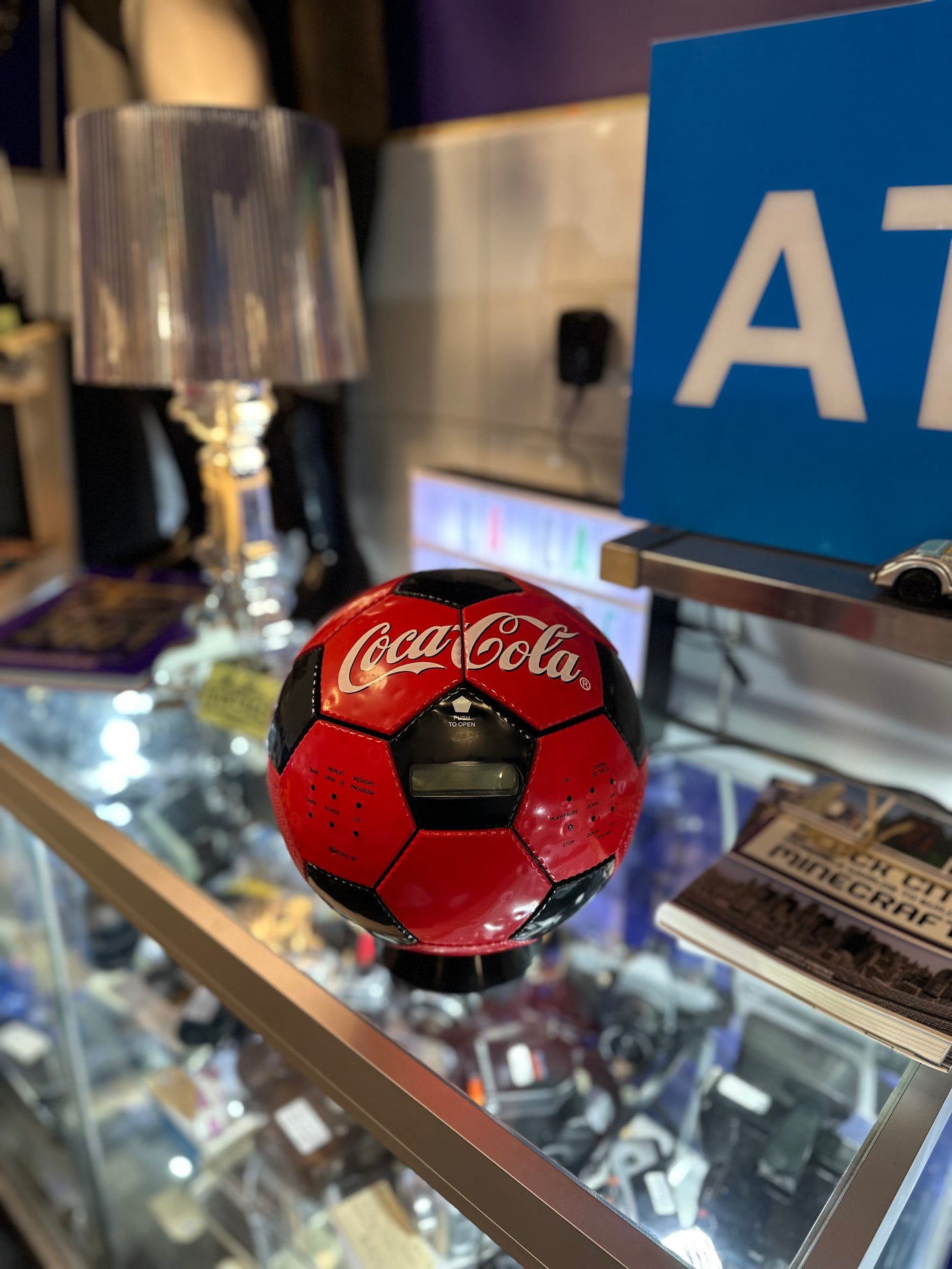 Vintage Akura C11 Coca-Cola Soccer Ball CD Player & AM/FM Radio | Retro Coke Collectible