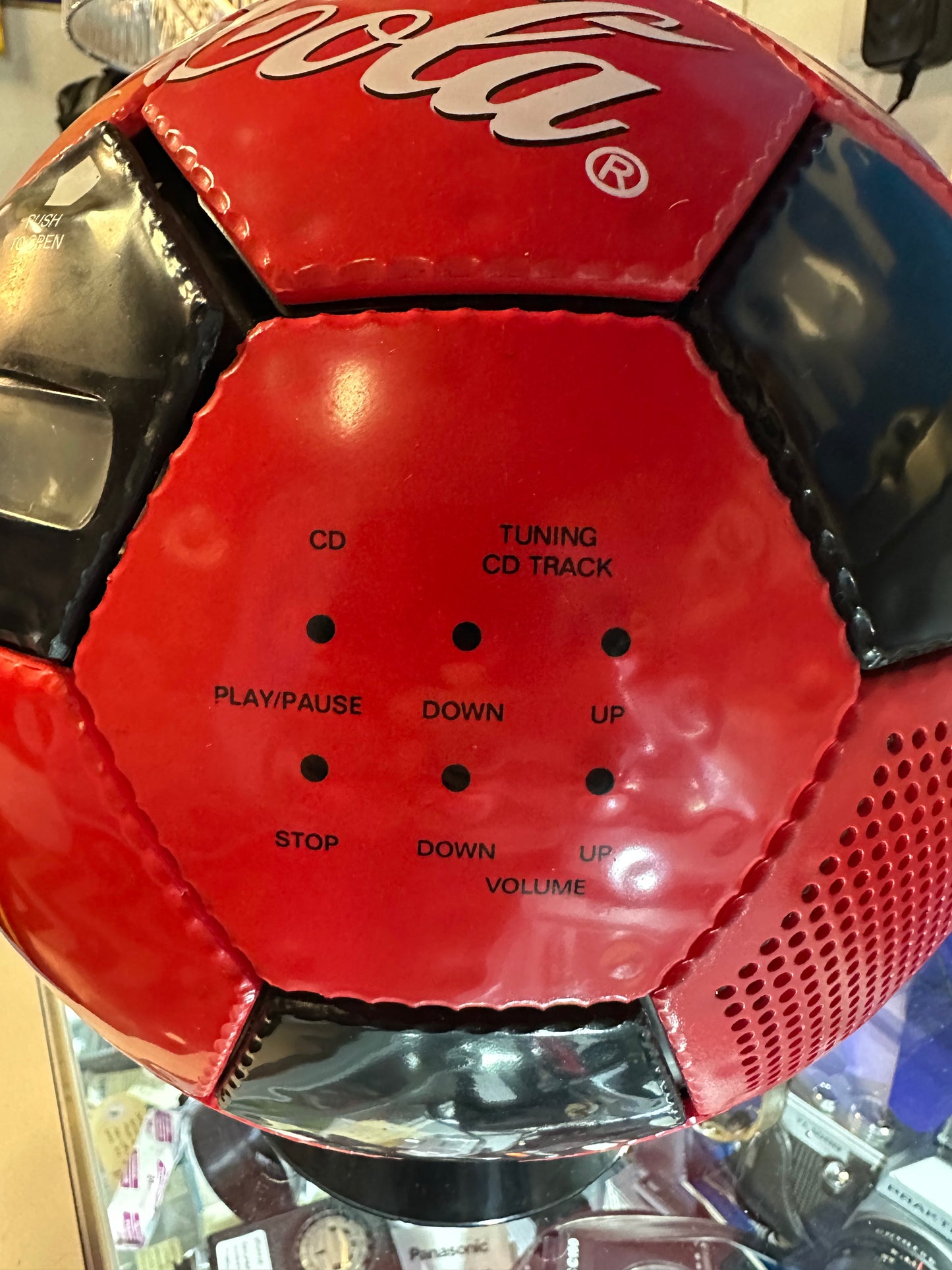 Vintage Akura C11 Coca-Cola Soccer Ball CD Player & AM/FM Radio | Retro Coke Collectible