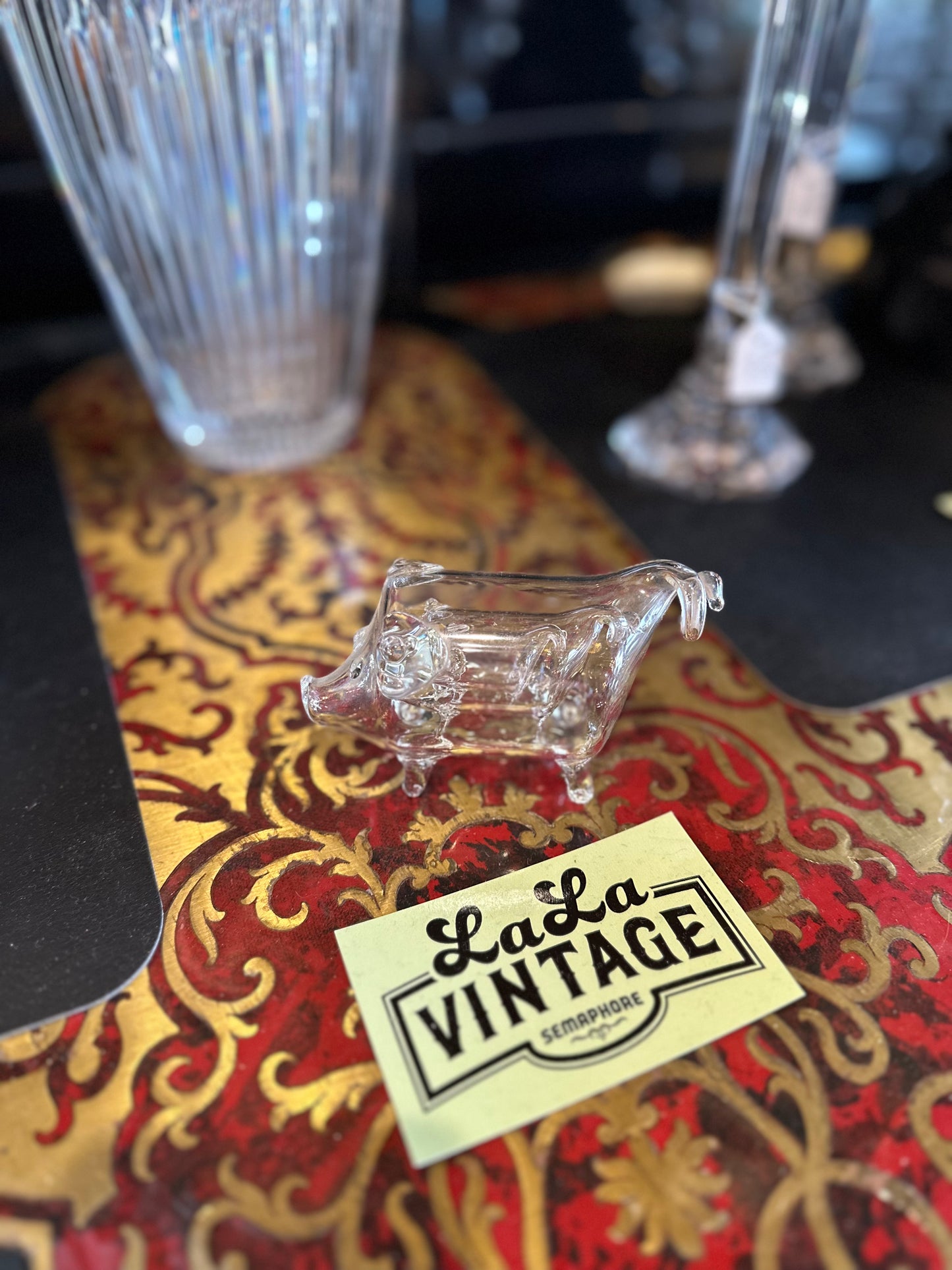 Vintage Roberto Niederer "Pig in Pig in Pig" Blown Glass Sculpture | Glasi Hergiswil Swiss Mid-Century Art Glass Collectible