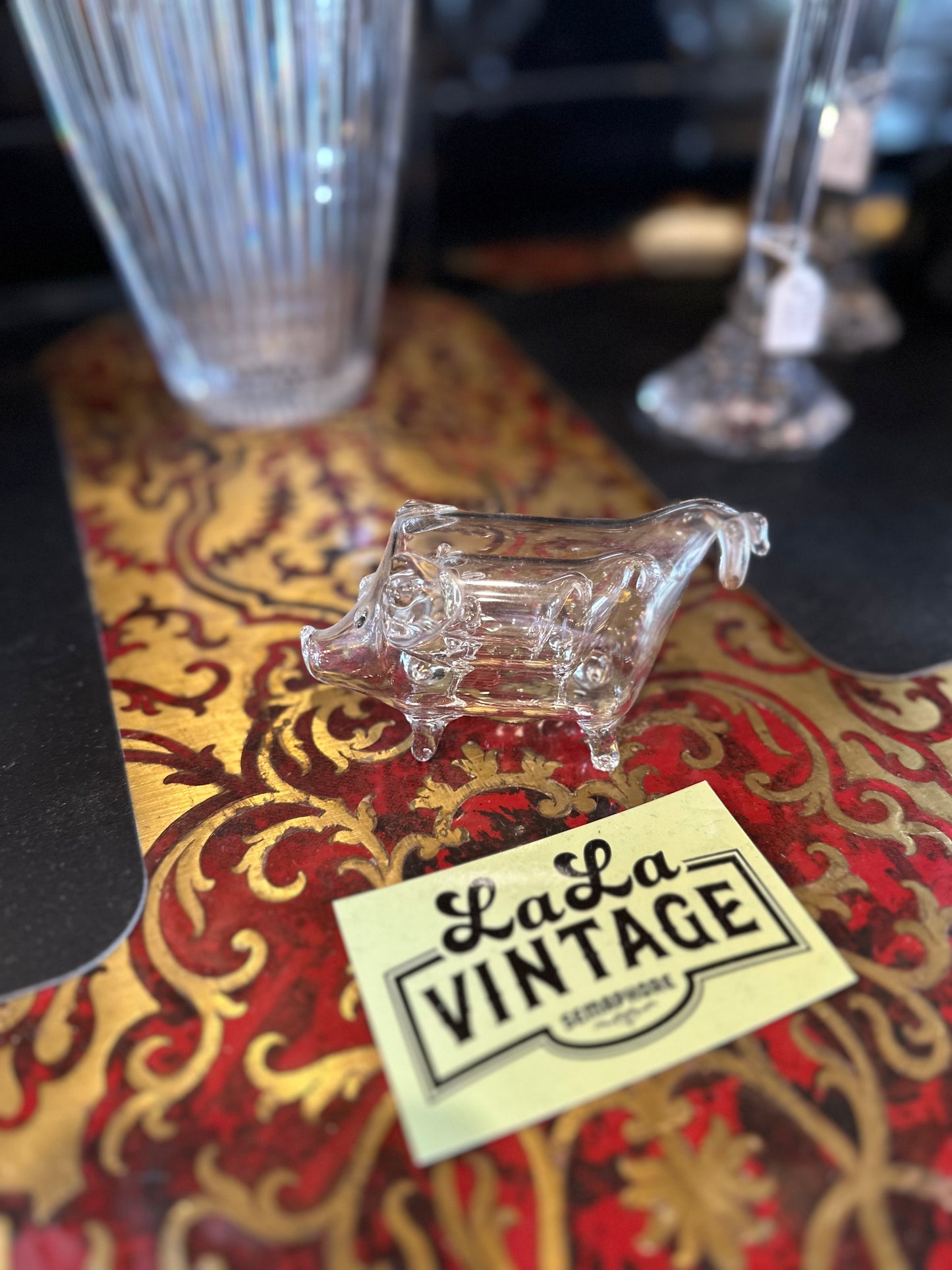 Vintage Roberto Niederer "Pig in Pig in Pig" Blown Glass Sculpture | Glasi Hergiswil Swiss Mid-Century Art Glass Collectible