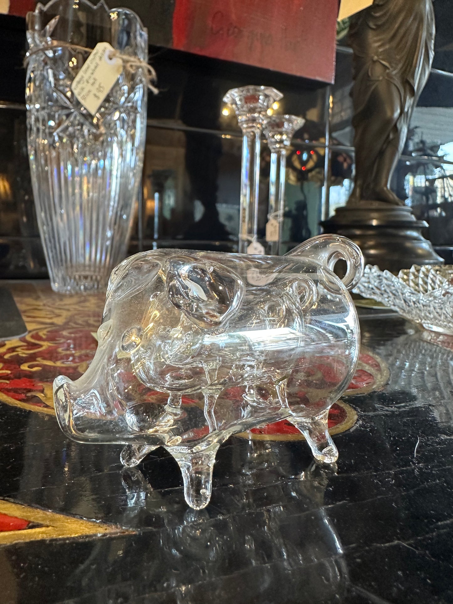 Vintage Roberto Niederer "Pig in Pig in Pig" Blown Glass Sculpture | Glasi Hergiswil Swiss Mid-Century Art Glass Collectible