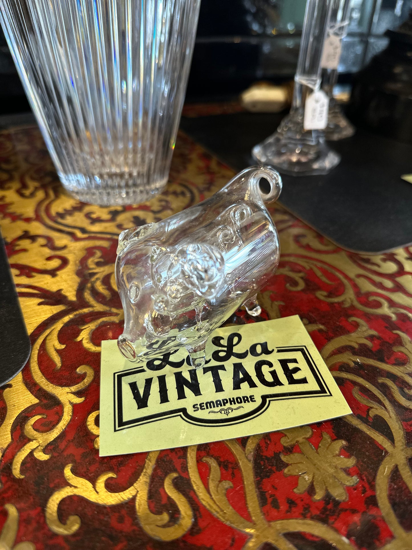 Vintage Roberto Niederer "Pig in Pig in Pig" Blown Glass Sculpture | Glasi Hergiswil Swiss Mid-Century Art Glass Collectible