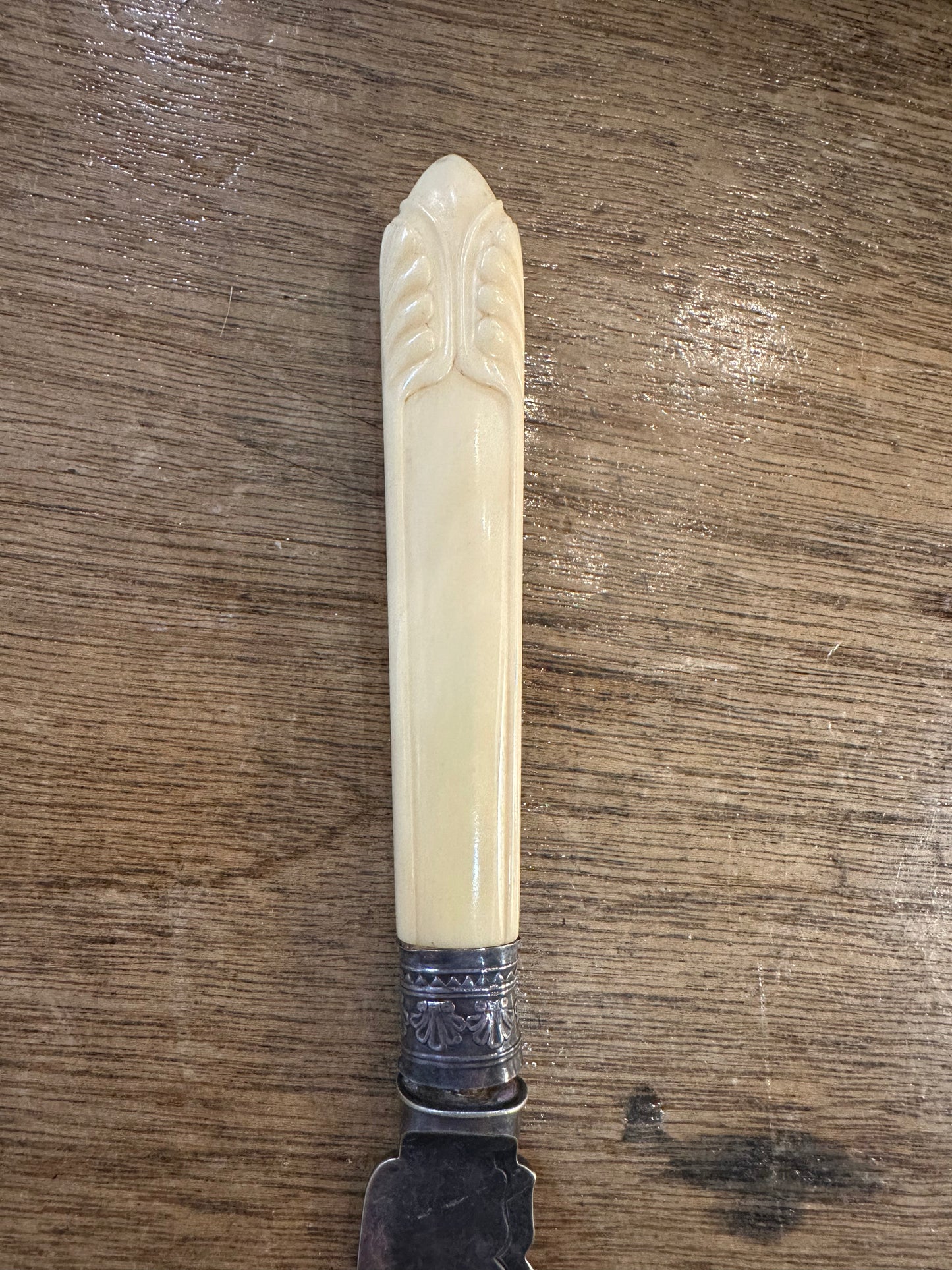 Antique Art Nouveau Silver Plated Tea & Melon Knife | Etched Floral Blade & Ivorine Handle c.1910