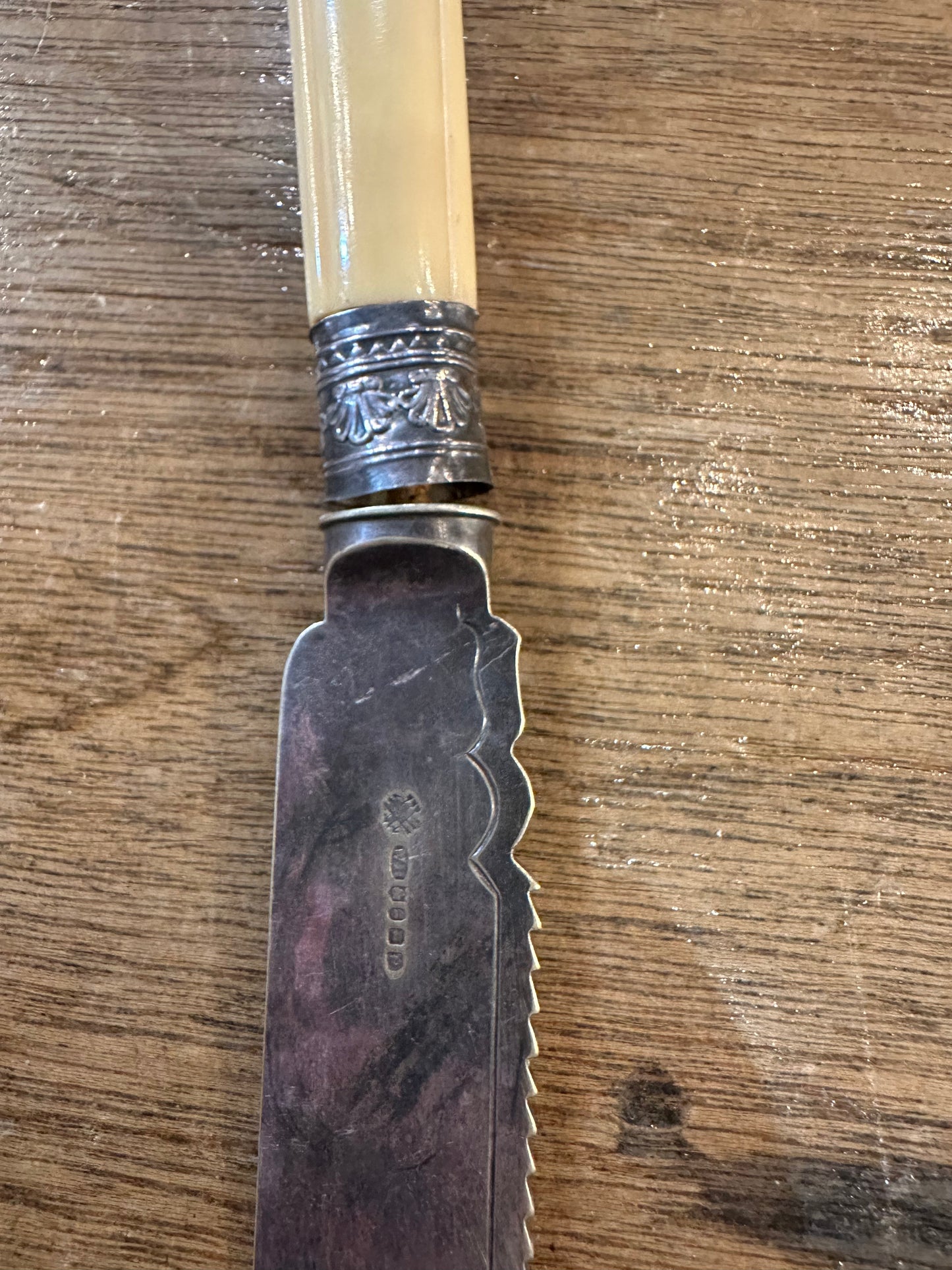 Antique Art Nouveau Silver Plated Tea & Melon Knife | Etched Floral Blade & Ivorine Handle c.1910