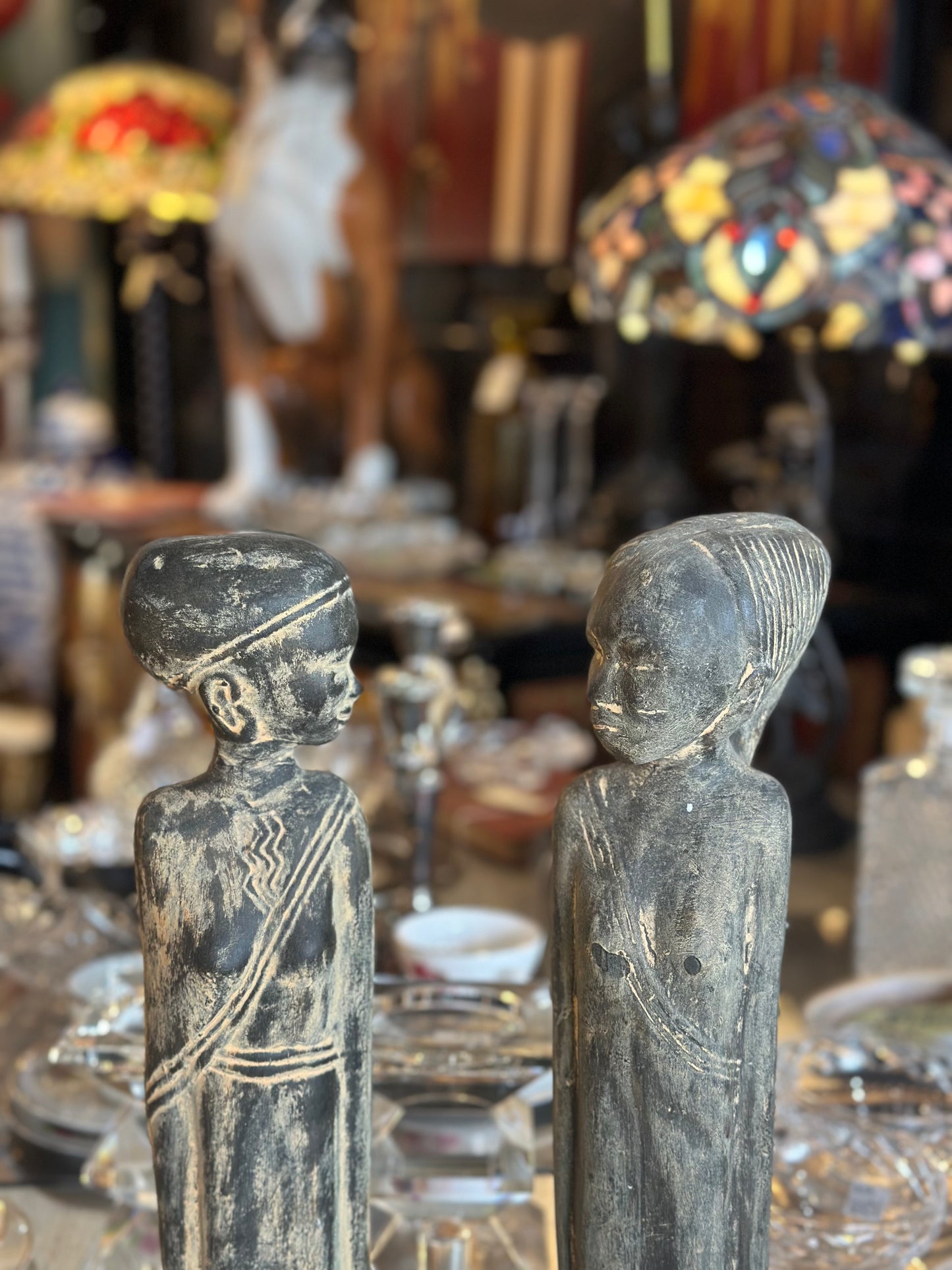 African Style Chalkware Statues